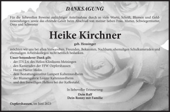 Traueranzeige von Heike Kirchner von Südthüringer Presse