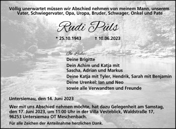 Traueranzeige von Rudi Püls von Neue Presse Coburg