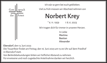 Traueranzeige von Norbert Krey von Neue Presse Coburg