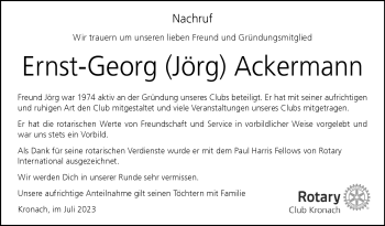 Traueranzeige von E.-G. Ackermann von Neue Presse Coburg
