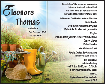 Traueranzeige von Eleonore Thomas von Südthüringer Presse