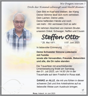 Traueranzeige von Steffen Otto von Südthüringer Presse