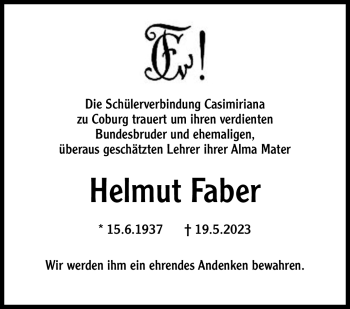 Traueranzeige von Helmut Faber von Neue Presse Coburg