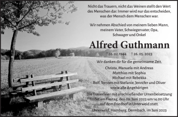 Traueranzeige von Alfred Guthmann von Südthüringer Presse