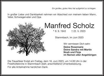 Traueranzeige von Manfred Scholz von Frankenpost