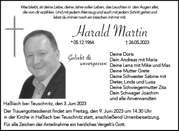 Traueranzeige von Harald Martin von Neue Presse Coburg