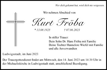 Traueranzeige von Kurt Fröba von Neue Presse Coburg