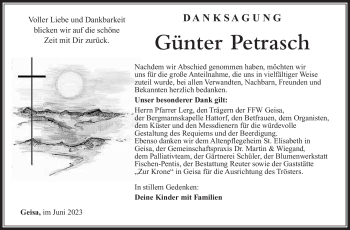Traueranzeige von Günter Petrasch von Südthüringer Presse