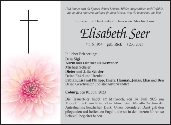 Traueranzeige von Elisabeth Seer von Neue Presse Coburg