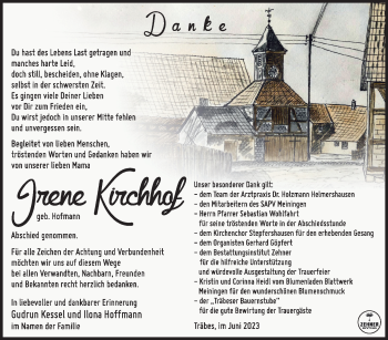 Traueranzeige von Irene Kirchhof von Südthüringer Presse