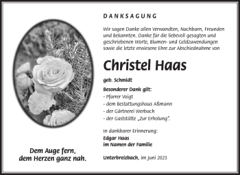Traueranzeige von Christel Haas von Südthüringer Presse