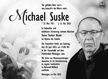 Traueranzeige von Michael Suske von Südthüringer Presse