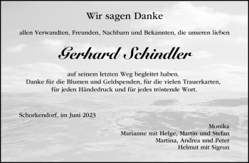 Traueranzeige von Gerhard Schindler von Neue Presse Coburg