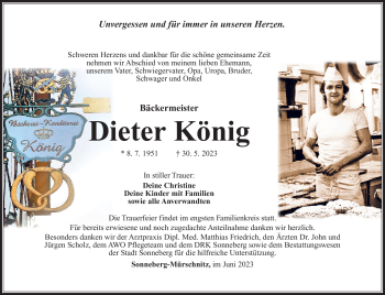 Traueranzeige von Dieter König von Südthüringer Presse
