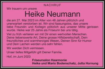 Traueranzeige von Heike Neumann von Frankenpost