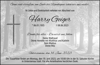 Traueranzeige von Harry Geiger von Neue Presse Coburg