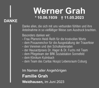 Traueranzeige von Werner Grah von Neue Presse Coburg