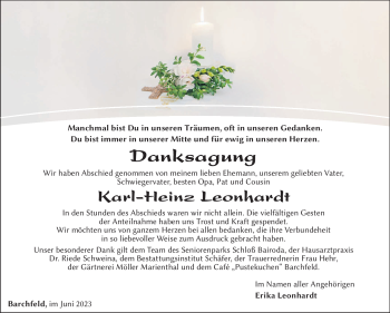 Traueranzeige von Karl-Heinz Leonhardt von Südthüringer Presse