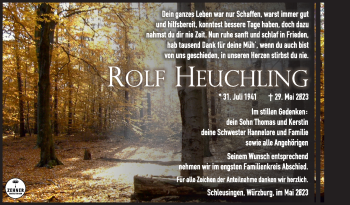 Traueranzeige von Rolf Heuchling von Südthüringer Presse