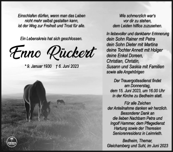 Traueranzeige von Enno Rückert von Südthüringer Presse
