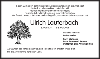 Traueranzeige von Ulrich Lauterbach von Frankenpost