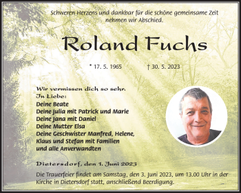 Traueranzeige von Roland Fuchs von Neue Presse Coburg