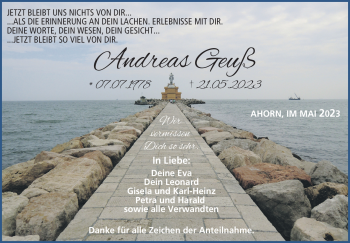Traueranzeige von Andreas Geuß von Neue Presse Coburg