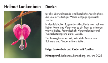 Traueranzeige von Helmut Lunkenbein von Südthüringer Presse