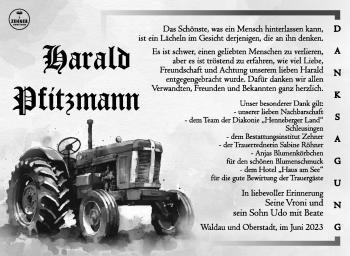 Traueranzeige von Harald Pfitzmann von Südthüringer Presse