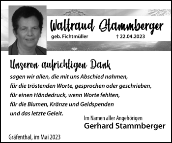 Traueranzeige von Waltraud Stammberger von Südthüringer Presse