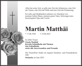 Traueranzeige von Martin Matthäi von Südthüringer Presse