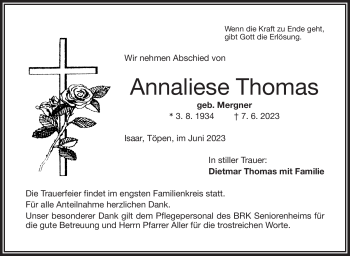 Traueranzeige von Annaliese Thomas von Frankenpost