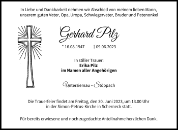 Traueranzeige von Gerhard Pilz von Neue Presse Coburg