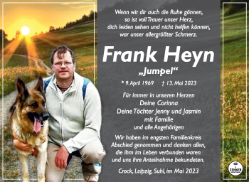 Traueranzeige von Frank Heyn von Südthüringer Presse