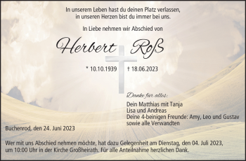 Traueranzeige von Herbert Roß von Neue Presse Coburg