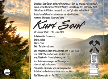 Traueranzeige von Kurt Senf von Südthüringer Presse