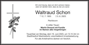 Traueranzeige von Waltraud Schon von Frankenpost