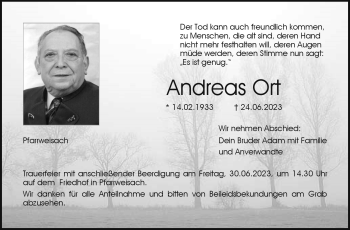 Traueranzeige von Andreas Ort von Neue Presse Coburg