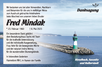 Traueranzeige von Fred Mindak von Südthüringer Presse