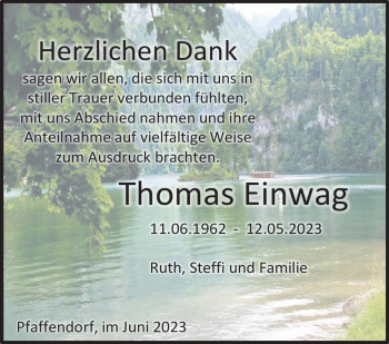 Traueranzeige von Thomas Einwag von Neue Presse Coburg