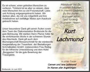 Traueranzeige von Kurt Schmand von Südthüringer Presse