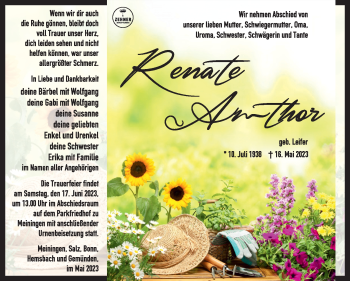 Traueranzeige von Renate Amthor von Südthüringer Presse