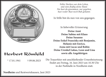 Traueranzeige von Herbert Römhild von Südthüringer Presse