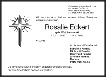 Traueranzeige von Rosalie Eckert von Frankenpost