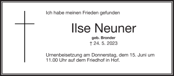Traueranzeige von Ilse Neuner von Frankenpost