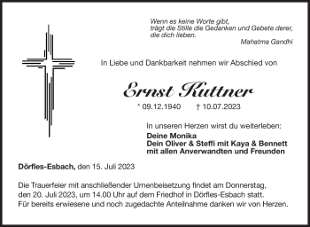 Traueranzeige von Ernst Kuttner von Neue Presse Coburg