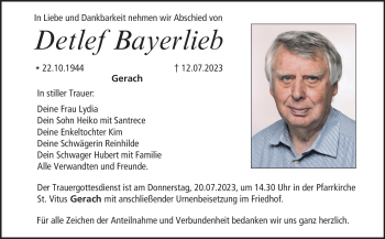 Traueranzeige von Detlef Bayerlieb von Neue Presse Coburg