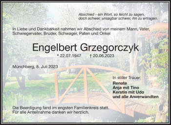 Traueranzeige von Engelbert Grzegorczyk von Frankenpost