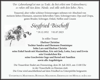 Traueranzeige von Siegfried Bischoff von Südthüringer Presse