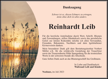 Traueranzeige von Reinhardt Leib von Südthüringer Presse